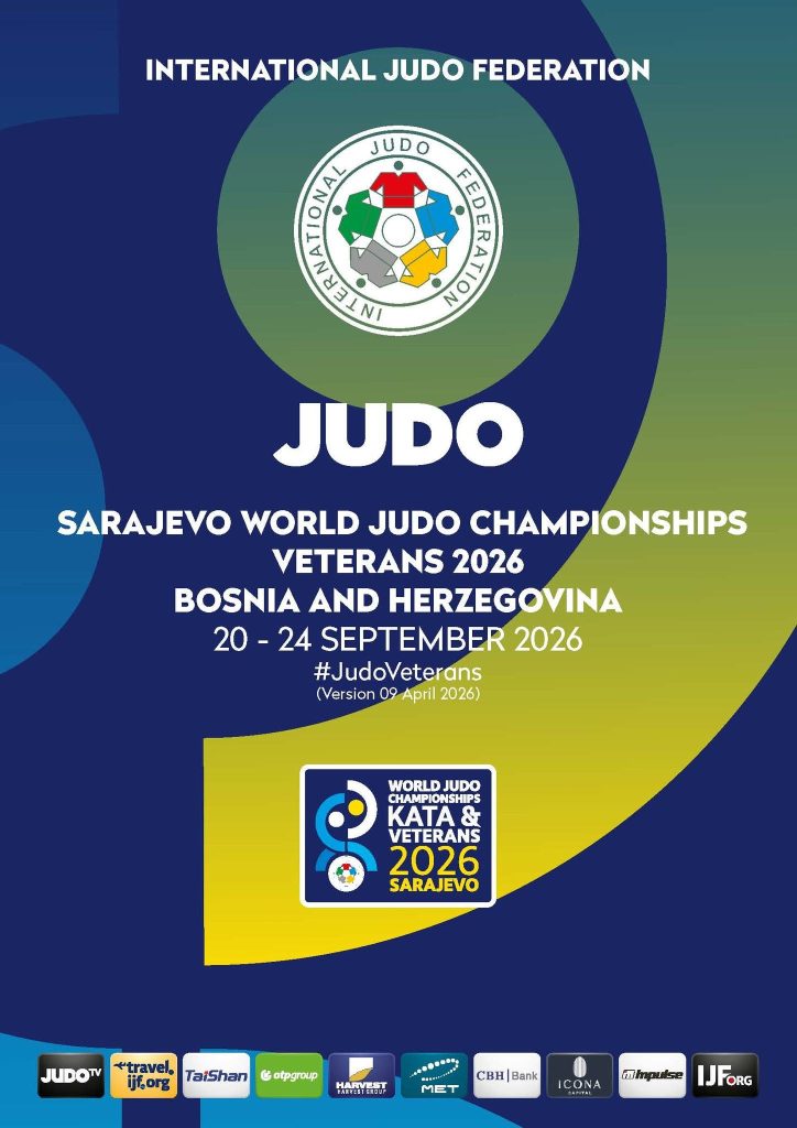 Cartaz oficial do Mundial de Veteranos de Judo 2026, em Sarajevo