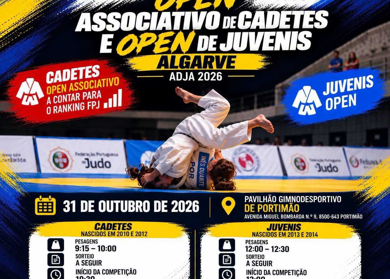 Cartaz do Open de Cadetes e Juvenis do Algarve, em Portimão, a 31 de outubro