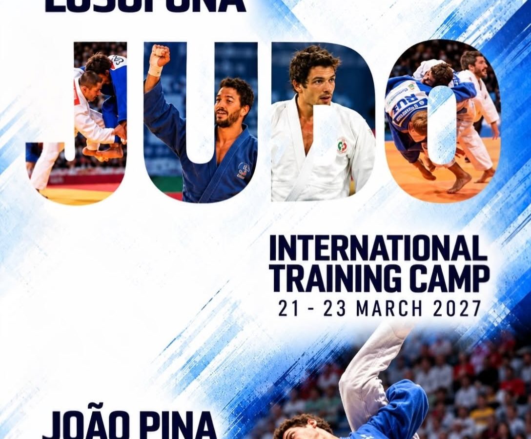 Cartaz do Lusófona Judo International Training Camp, de 21 a 23 de março de 2027. Imagem Clube Judo Lusófona