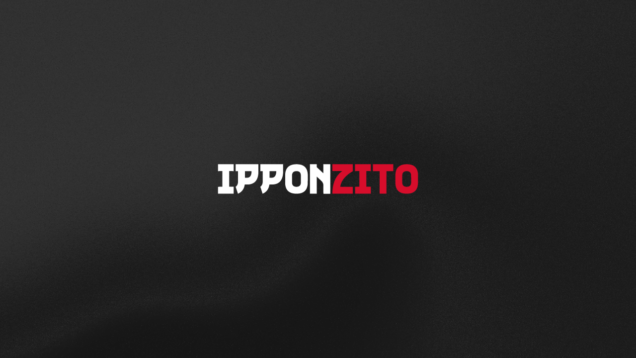 Logótipo do IPPONZITO, a branco e vermelho, sobre fundo escuro